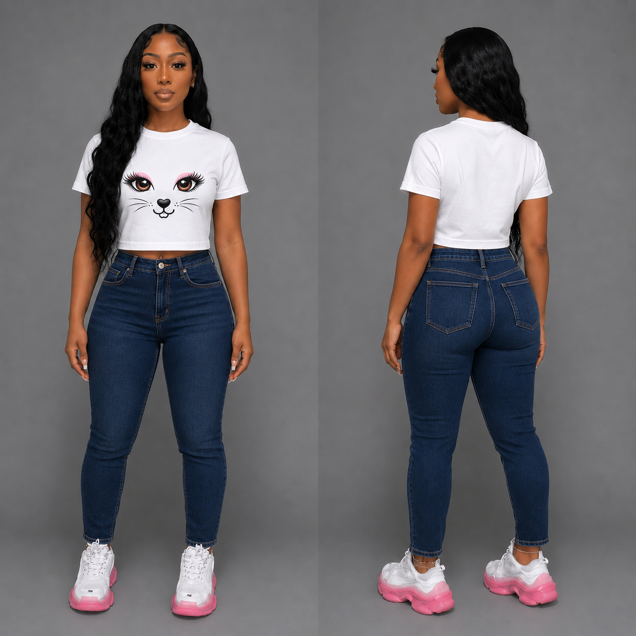 Cutey Cat Face Women's T-Shirt