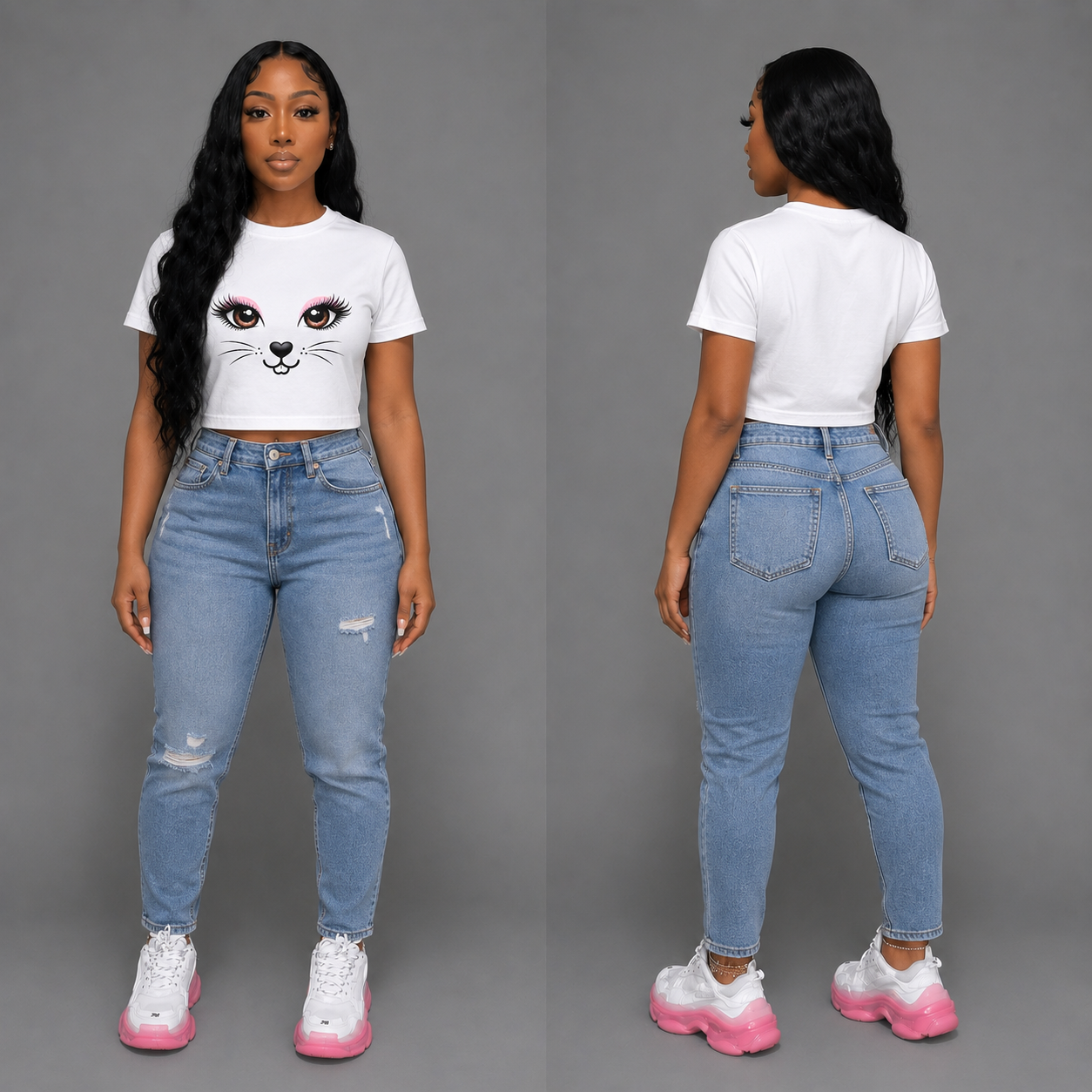 Cutey Cat Face Women's T-Shirt